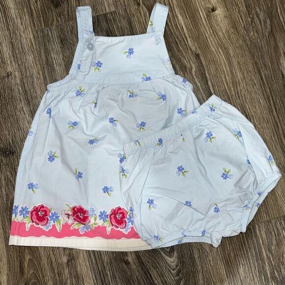 Carters 24 months Blue Floral Dress & Bloomers - Picture 1 of 6
